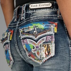 🤘NeW🥰 ROCK REVIVAL HARLOW LIMITED EDITION EMBROIDERED SKINNY JEANS 29